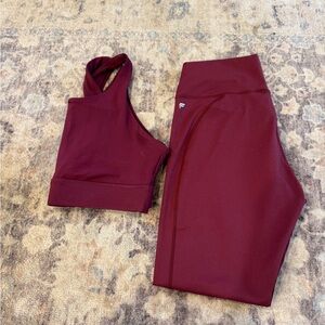 Burgundy Fabletics Powerhold Activewear Set